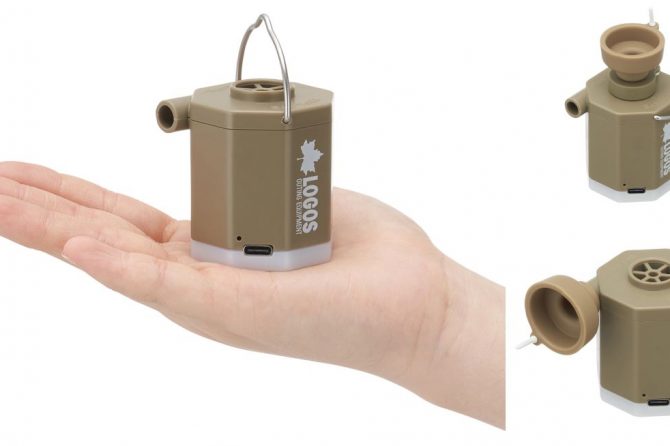 LOGOSの超小型電動ポンプは空気の注入＆排出だけでなくランタンとしても使える!?