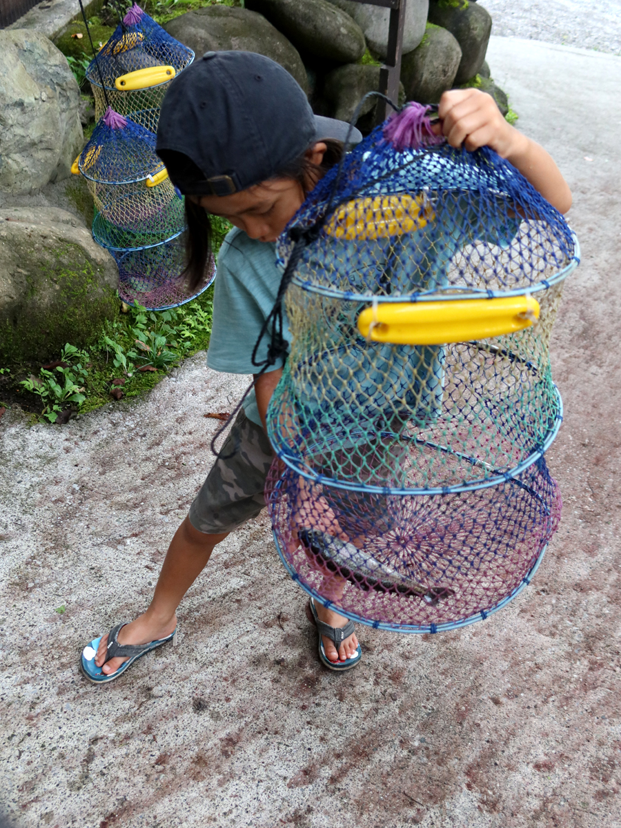 魚を釣った子供