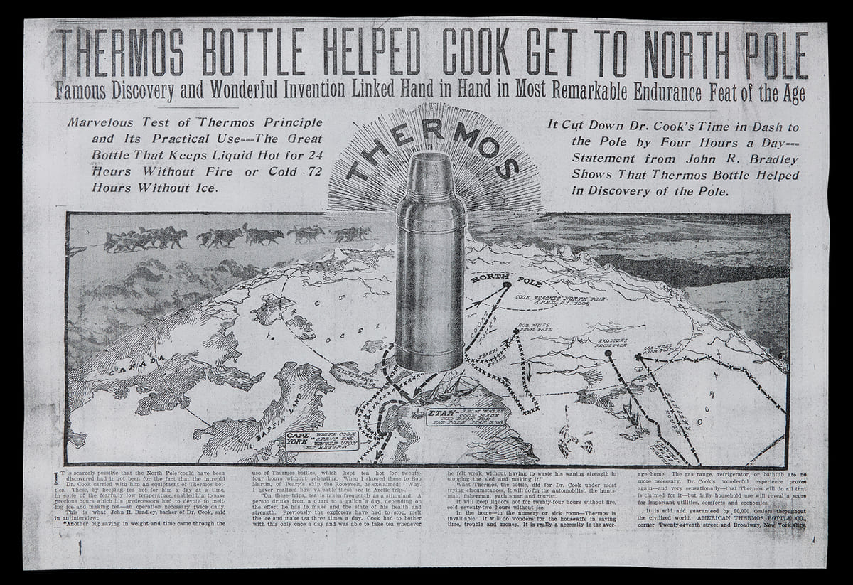 クックの北極探検ルートを記したサーモスの広告