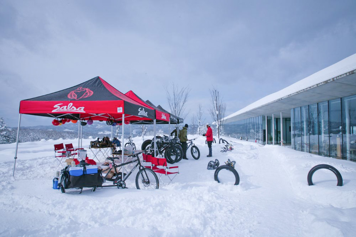 スノーピーク本社で開催されていたファットバイク雪上試乗会